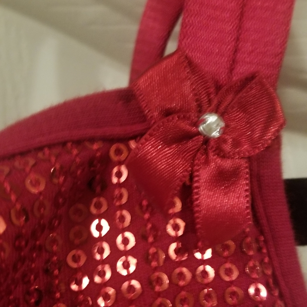 🆕 Cacique Ruby Red Sequin Cami Bra 46DD - Picture 2 of 6